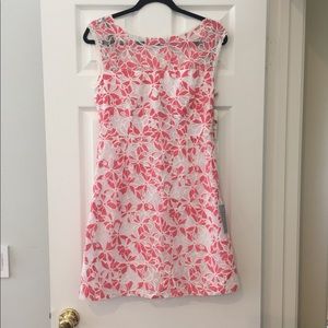 coral pink floral lace eyelet dress size 4 small